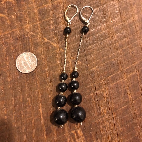 Black and Gold Drop Earrings - Picture 1 of 1